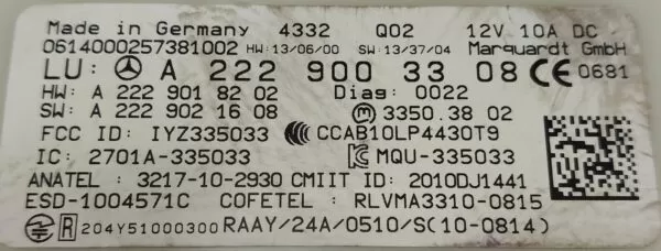  MERCEDES-BENZ  C300 KEYLESS ENTRY COMPUTER CONTROL MODUL A2229003308 2014-2021 - Image 7