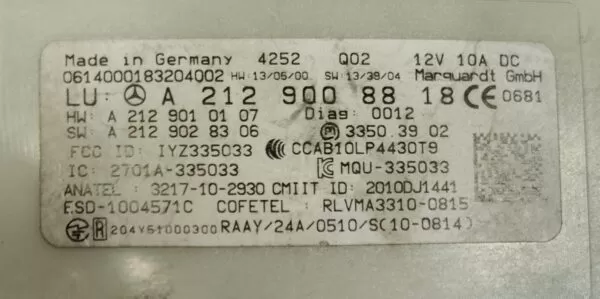 MERCEDES-BENZ E-CLASS KEY LESS ENTRY COMPUTER CONTROL MODULE A2129008818 9-16 - Image 2