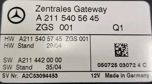  MERCEDES-BENZ E-CLASS E350 GATEWAY CONTROL MODULE A2115405645 2002-2009 - Image 4
