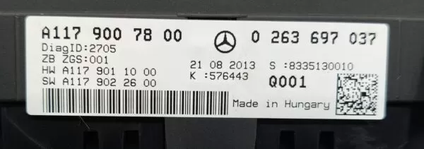 MERCEDES CLA 117 SPEEDOMETER INSTRUMENT CLUSTER A1179007800 0263697037 2013-2017 - Image 3