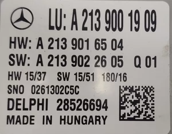    MERCEDES-BENZ E-CLASS E220 W213 LIGHT CONTROL MODULE A2139001909  2016-2024 - Image 5