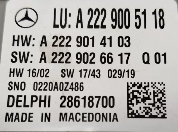     MERCEDES-BENZ E-CLASS E220 W213 LIGHT CONTROL MODULE A2229005118 2016-2024 - Image 5