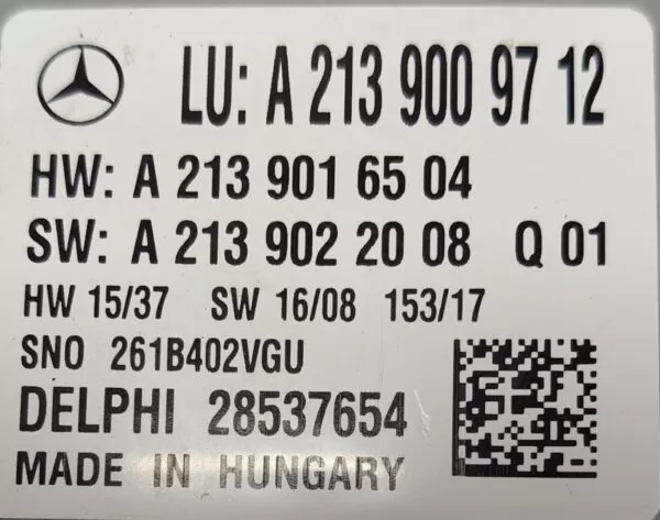   MERCEDES-BENZ E-CLASS E220 W213 LIGHT CONTROL MODULE A2139009712 2016-2024 - Image 4