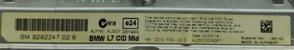 BMW F20 F21 F22 1&2 SERIES DISPLAY  8.8" SCREEN 9292246/9292248 2017-2021 - Image 4