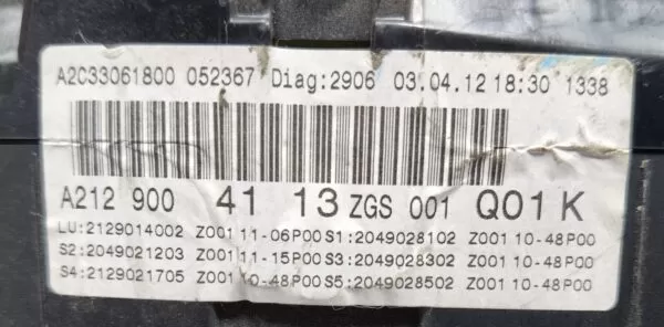 MERCEDES-BENZ E-CLASS E200 W212 SPEEDOMETER CLUSTER A2129004113 2009-2016 - Image 3