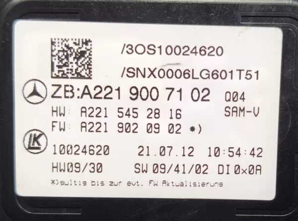 MERCEDES-BENZ S-CLASS S63 AMG FUSE BOX JUNCTION BOX A2219007102 2005-2013 - Image 2