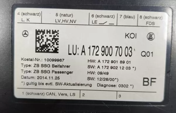 MERCEDES-BENZ E-CLASS E220 W212 FRONT RIGHT SEAT CONTROL MODULE A1729007003 9-16 - Image 6