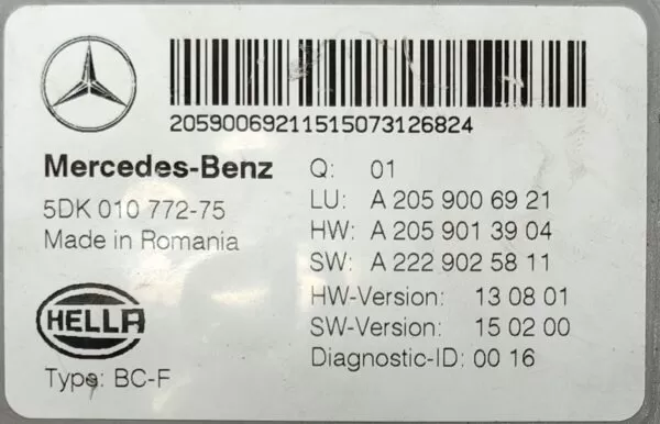      MERCEDES-BENZ C-CLASS FUSEBOX SAM BODY CONTROL MODULE A2059006921 2007-2014 - Image 4