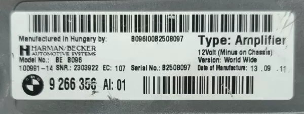      BMW 5 SERIES F10 RADIO SOUND AMPLIFIER  9266356 2010-2017 - Image 7